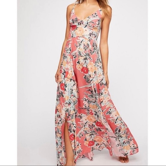 Free People Dresses & Skirts - SOLD-Free People Floral Printed Coral Carwash Maxi Dress